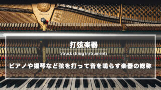打弦楽器 (だげんがっき) とは：ピアノや揚琴など弦を打って鳴らす楽器の総称